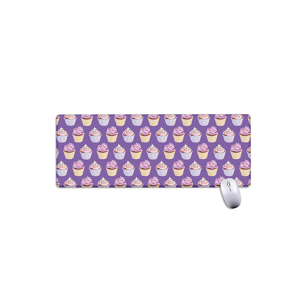 Purple Cupcake Pattern Print Extended Mouse Pad