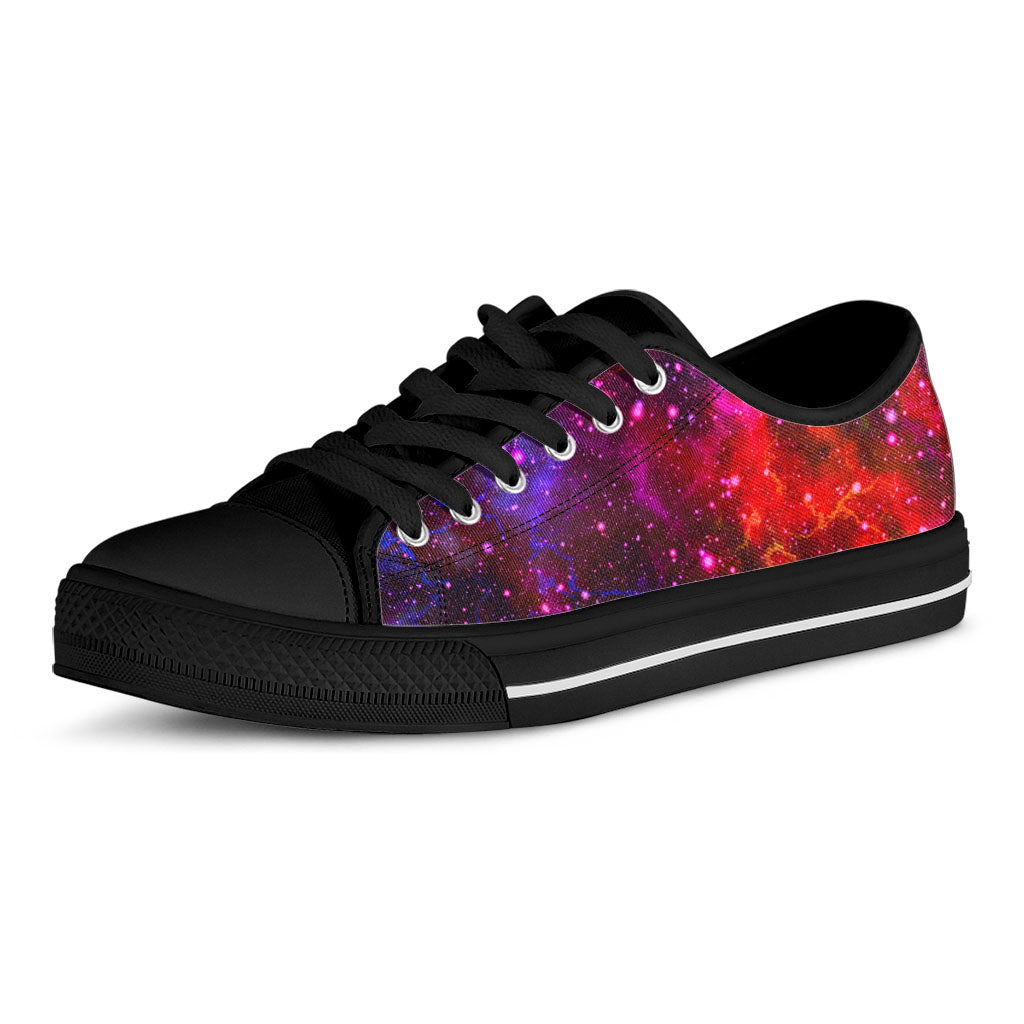 Purple Dark Galaxy Space Print Black Low Top Sneakers