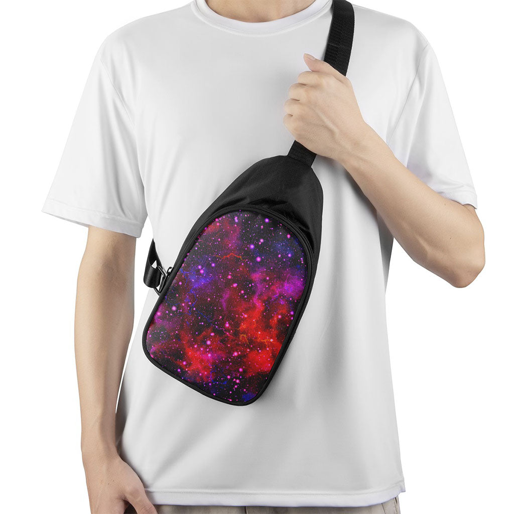 Purple Dark Galaxy Space Print Chest Bag