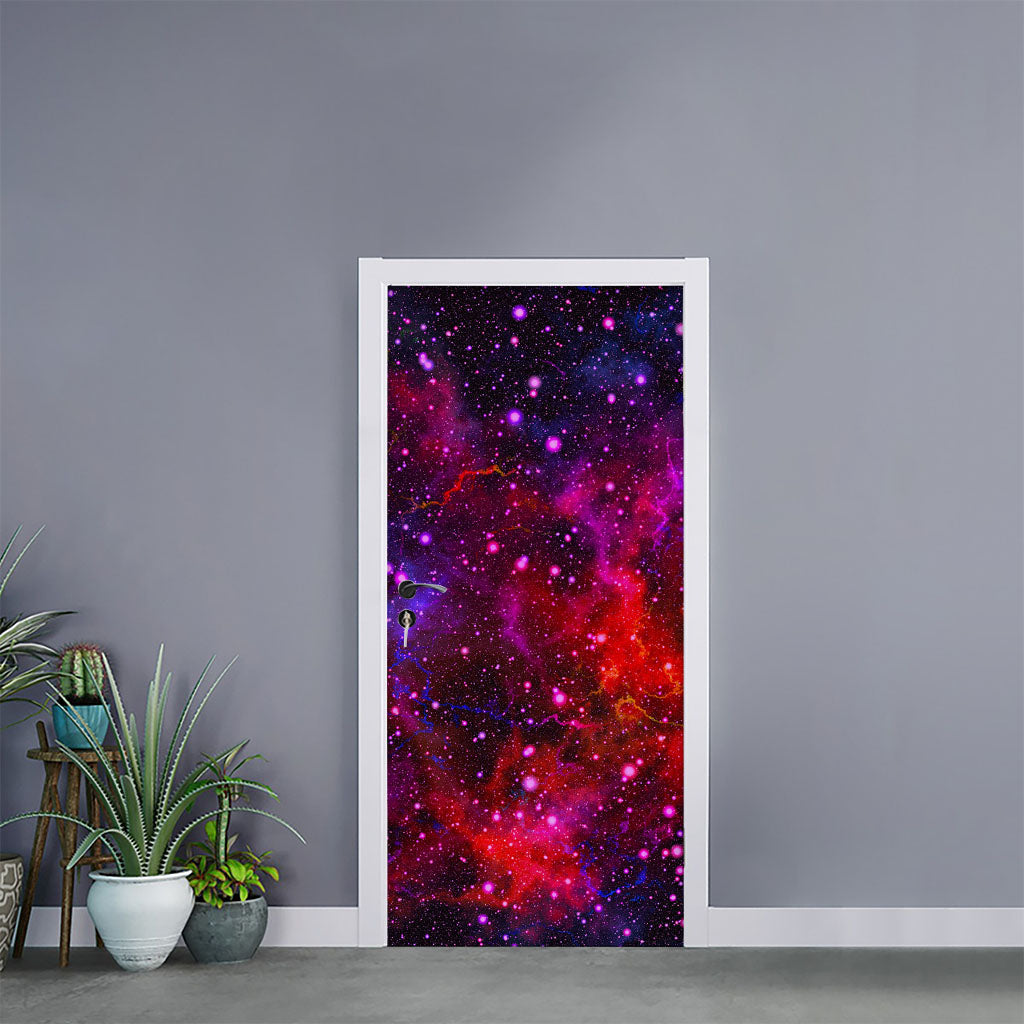 Purple Dark Galaxy Space Print Door Sticker