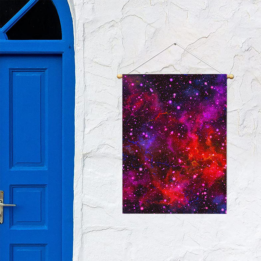 Purple Dark Galaxy Space Print Garden Flag
