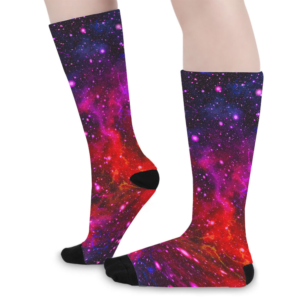 Purple Dark Galaxy Space Print Long Socks