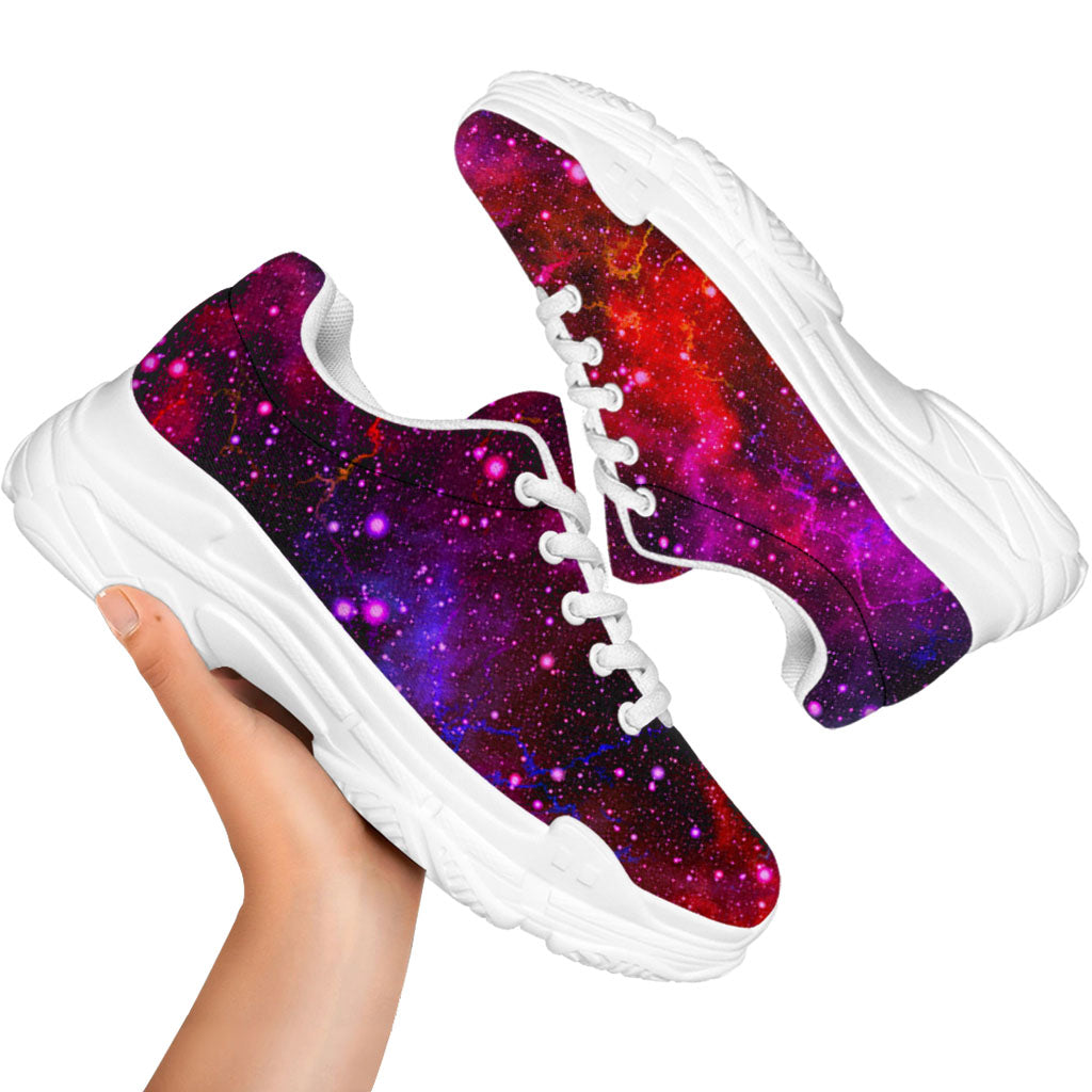Purple Dark Galaxy Space Print White Chunky Shoes