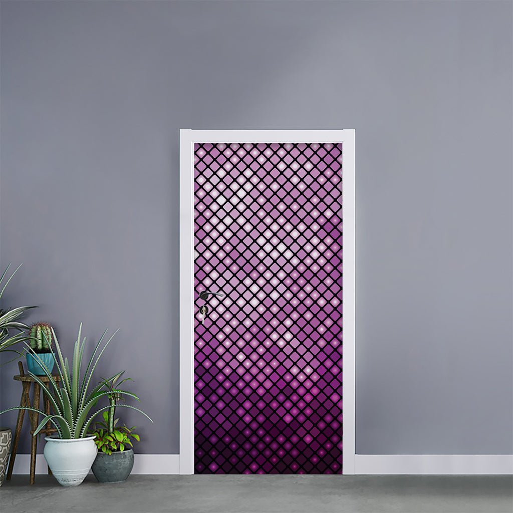 Purple Disco Lights Pattern Print Door Sticker