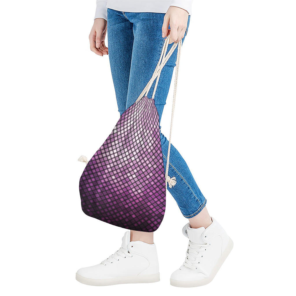 Purple Disco Lights Pattern Print Drawstring Bag