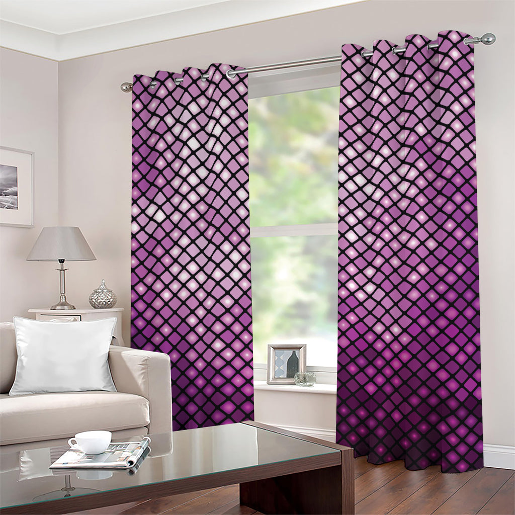 Purple Disco Lights Pattern Print Grommet Curtains