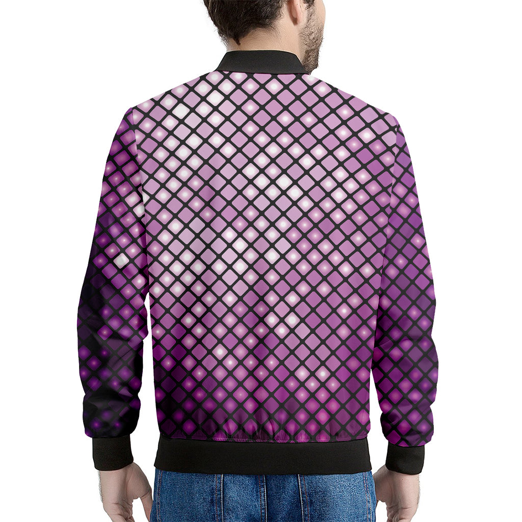 Purple Disco Lights Pattern Print Men's Bomber Jacket