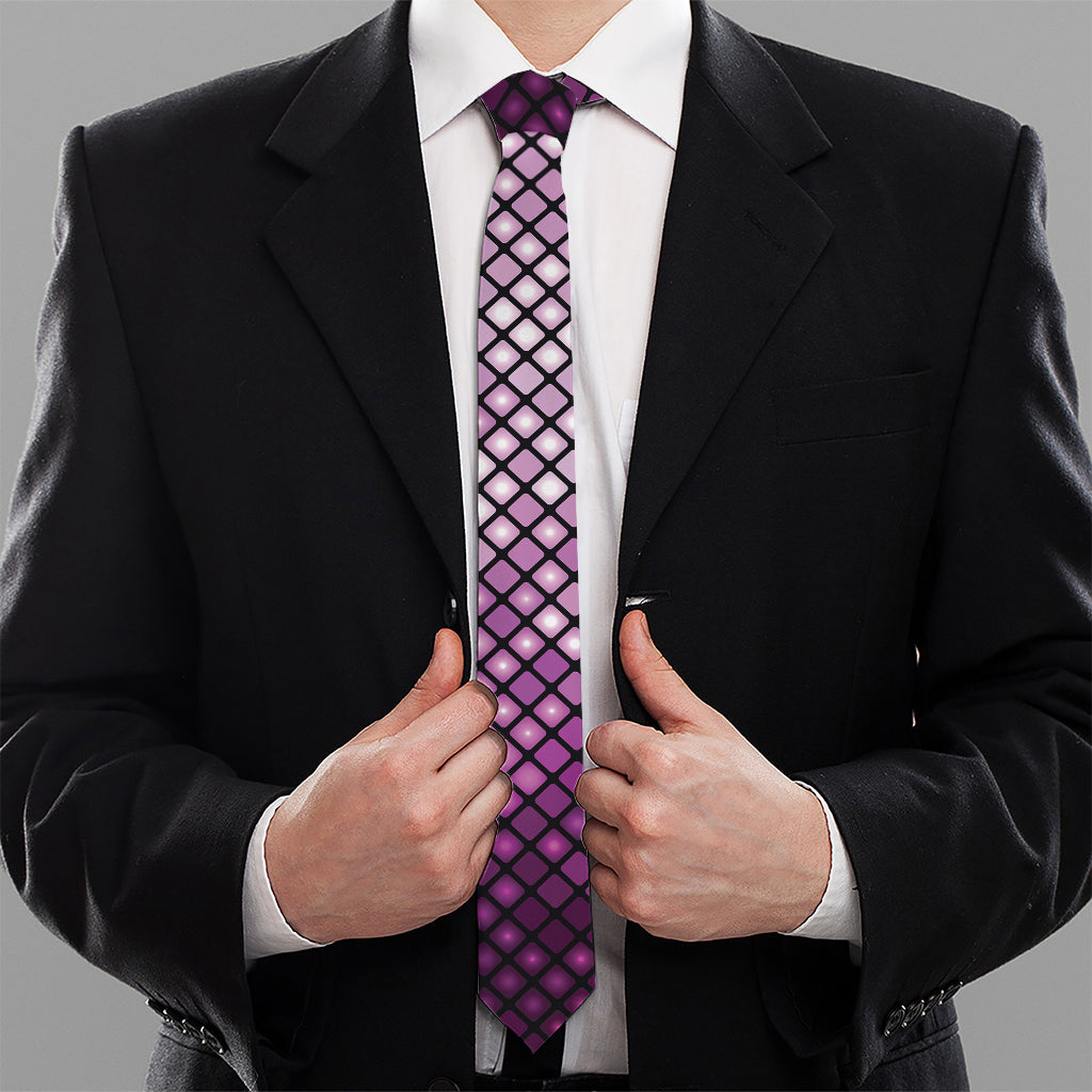 Purple Disco Lights Pattern Print Necktie