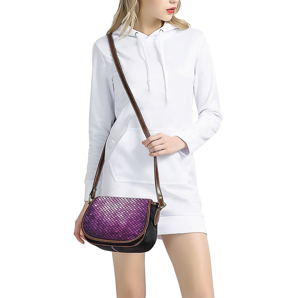 Purple Disco Lights Pattern Print Saddle Bag