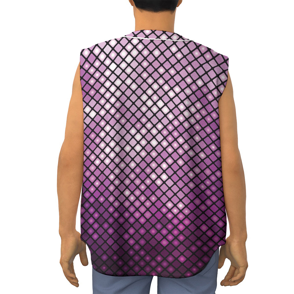 Purple Disco Lights Pattern Print Sleeveless Baseball Jersey