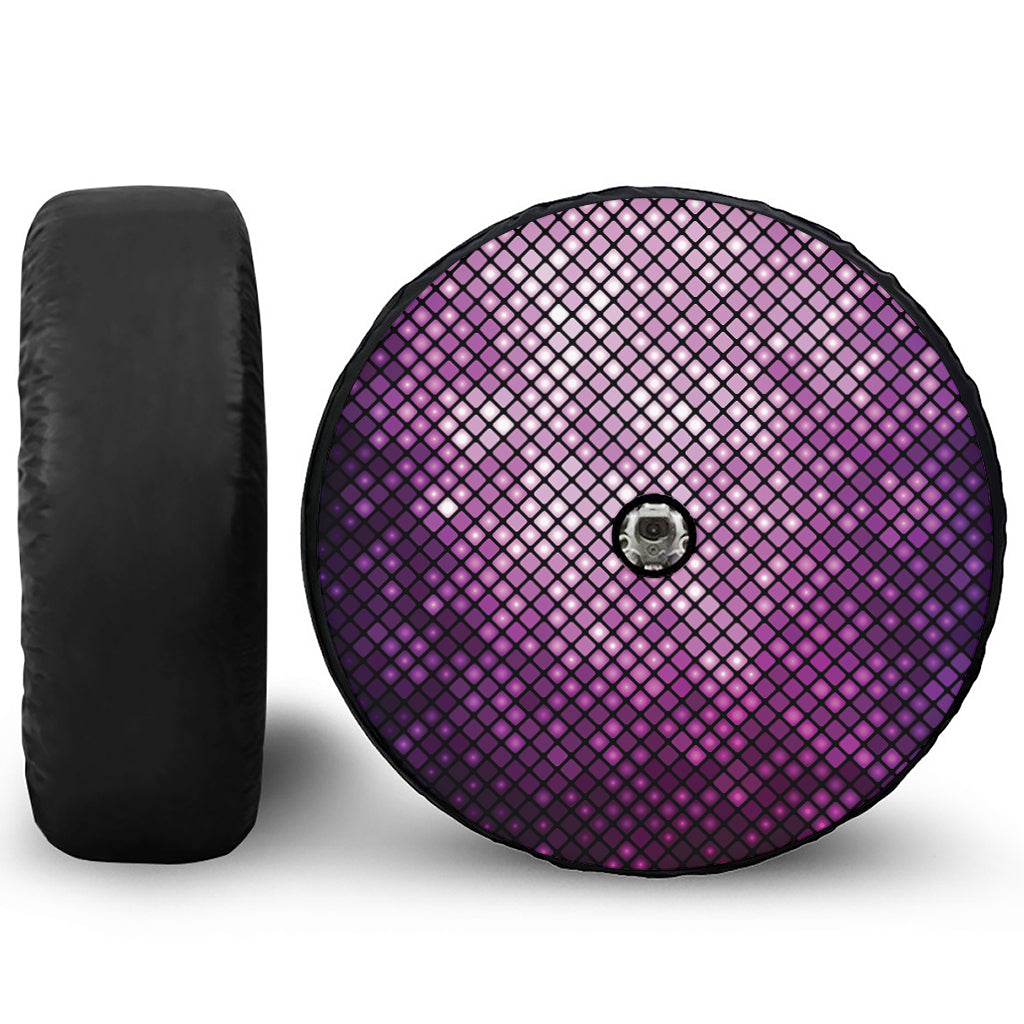 Purple Disco Lights Pattern Print Tire Cover With Camera Hole