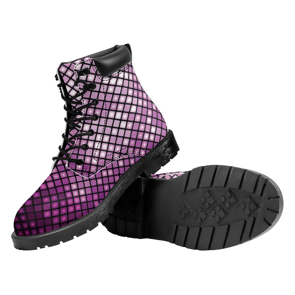 Purple Disco Lights Pattern Print Work Boots
