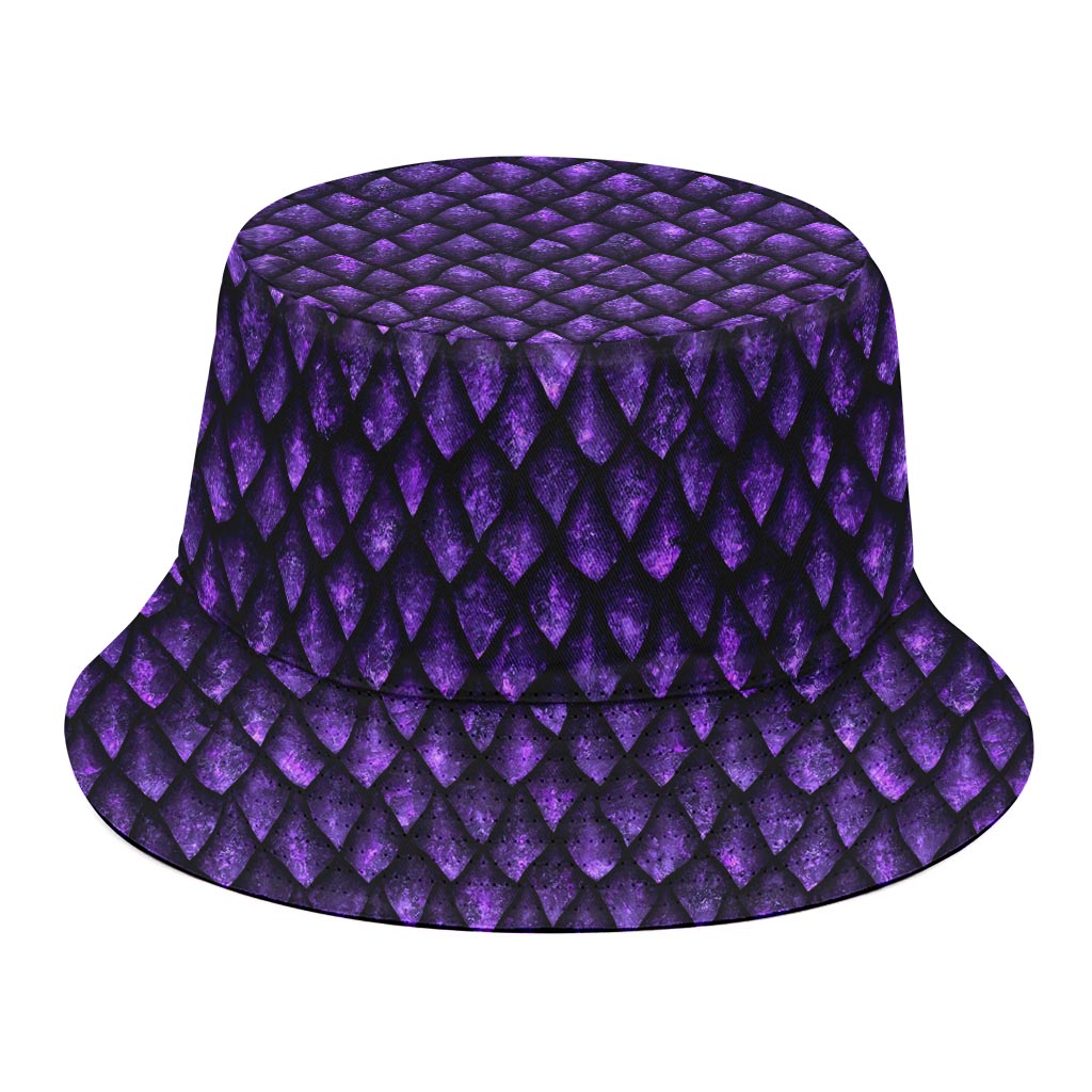 Purple Dragon Scales Pattern Print Bucket Hat