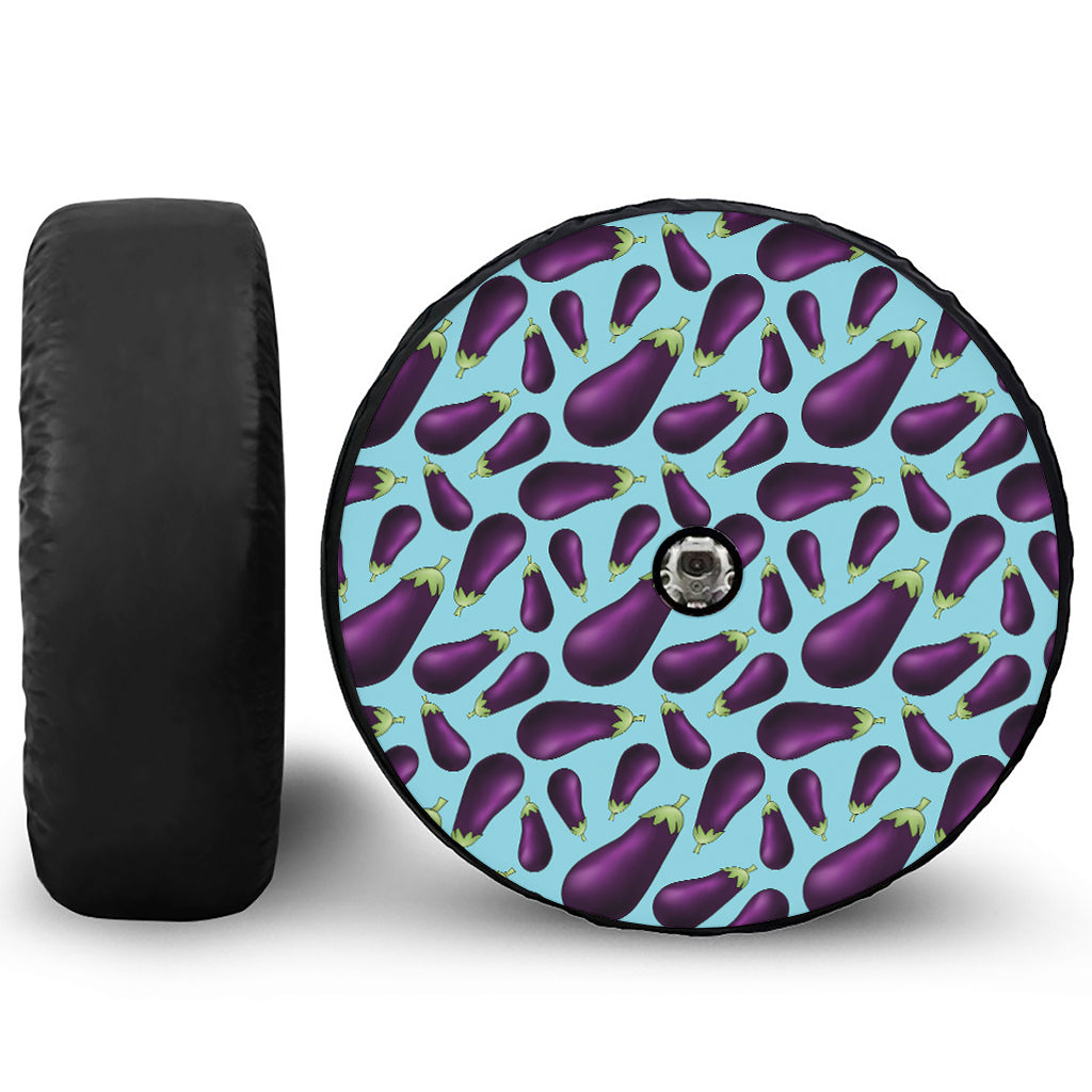 Purple Eggplant Pattern Print Tire Cover With Camera Hole