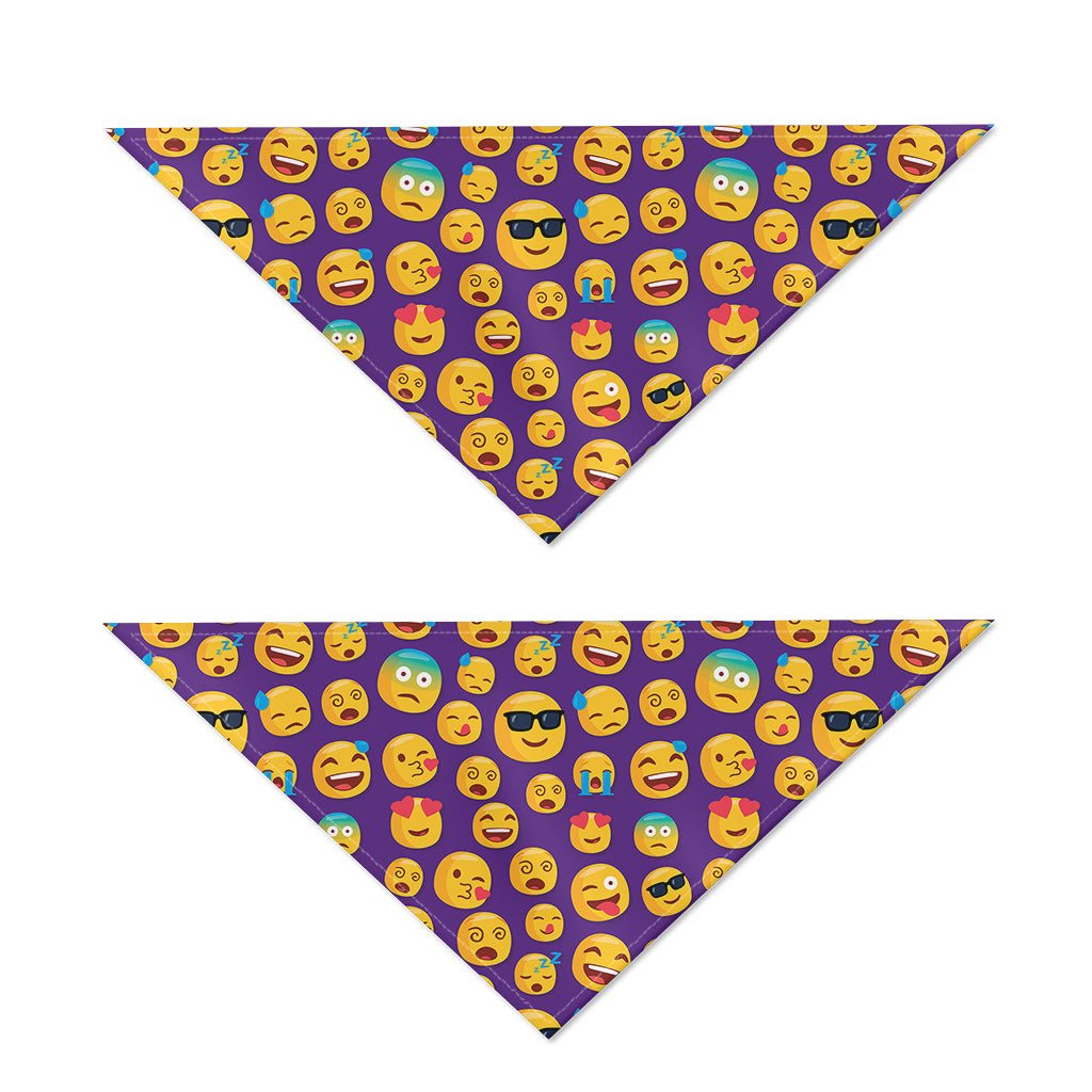 Purple Emoji Pattern Print Dog Bandana
