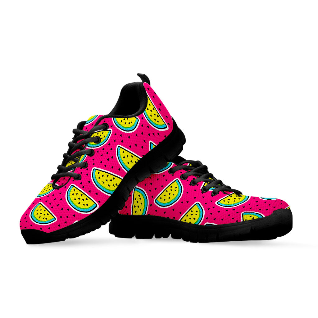 Purple Fancy Watermelon Pattern Print Black Running Shoes