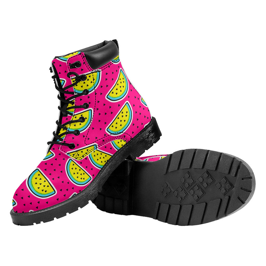 Purple Fancy Watermelon Pattern Print Work Boots