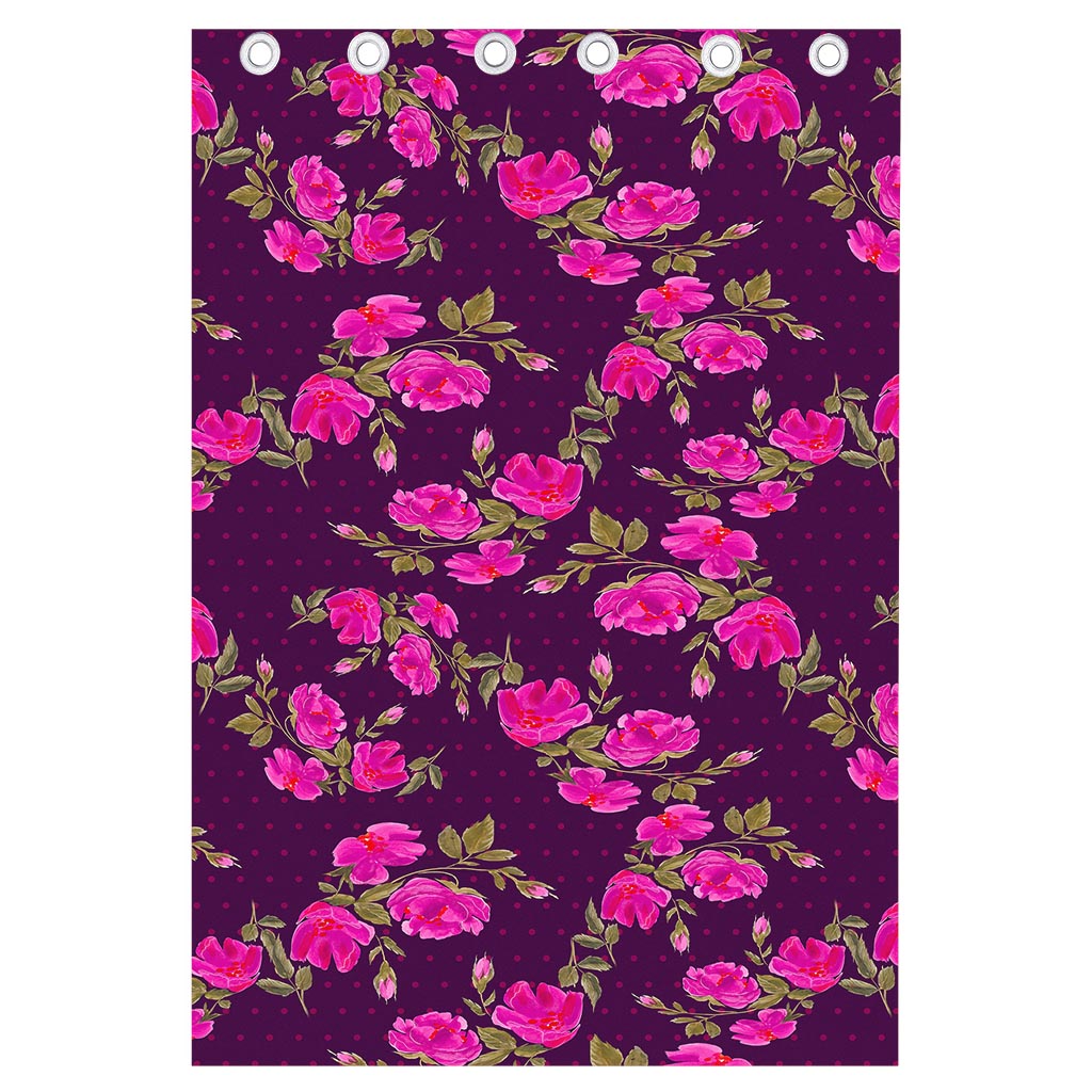 Purple Floral Flower Pattern Print Curtain
