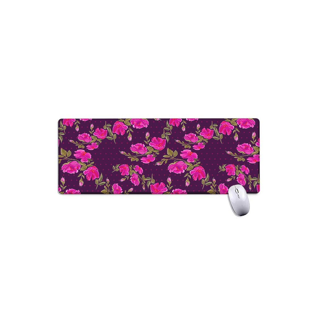 Purple Floral Flower Pattern Print Extended Mouse Pad