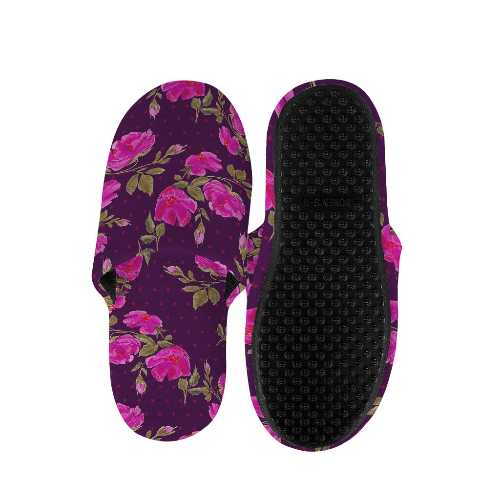 Purple Floral Flower Pattern Print Slippers