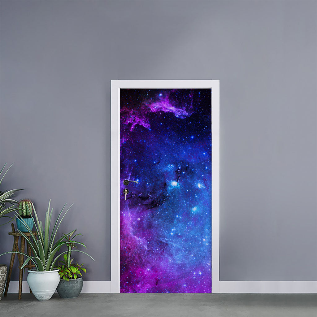 Purple Galaxy Space Blue Starfield Print Door Sticker