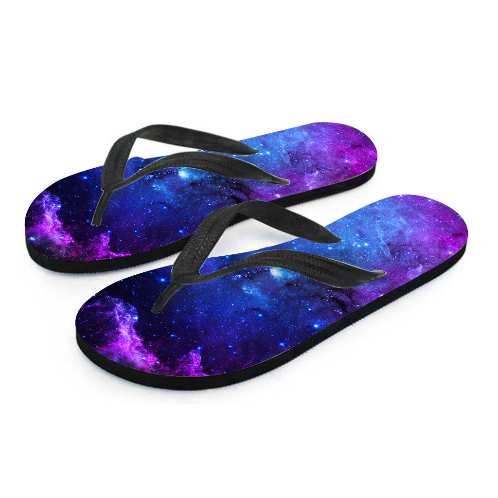 Purple Galaxy Space Blue Starfield Print Flip Flops