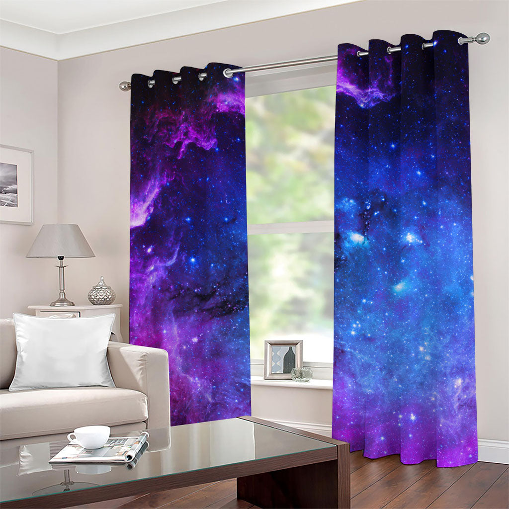 Purple Galaxy Space Blue Starfield Print Grommet Curtains