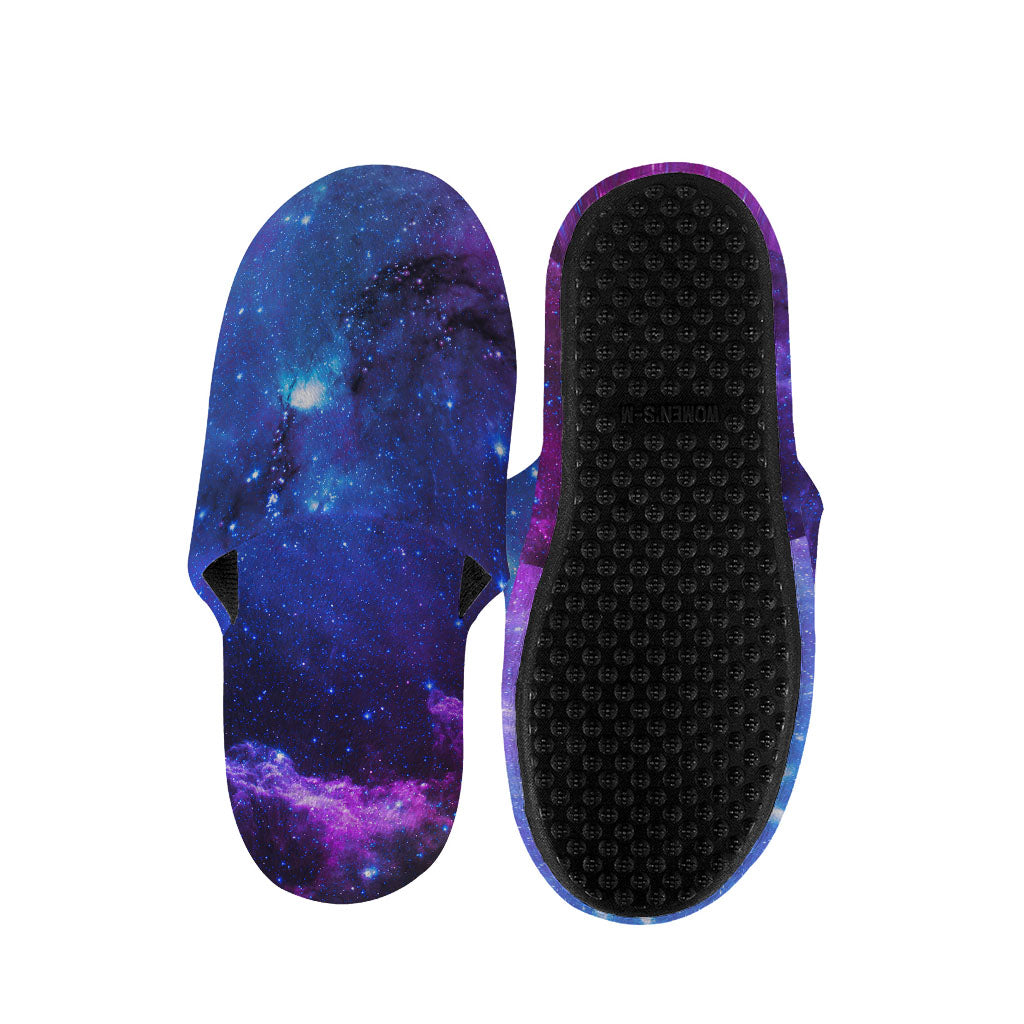 Purple Galaxy Space Blue Starfield Print Slippers