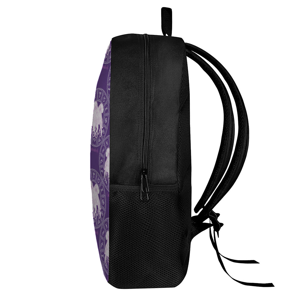 Purple Gemini Zodiac Pattern Print 17 Inch Backpack