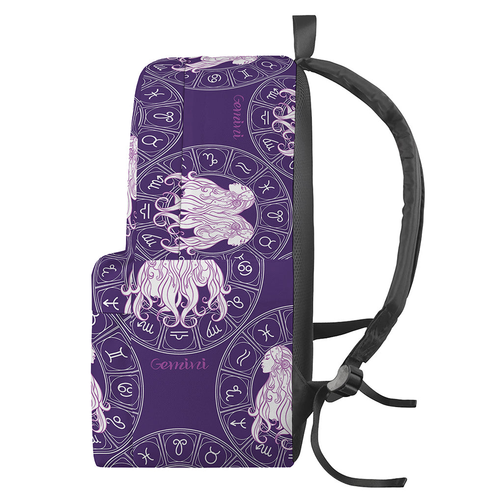 Purple Gemini Zodiac Pattern Print Backpack