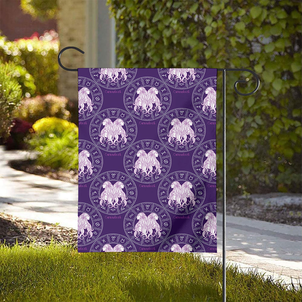 Purple Gemini Zodiac Pattern Print House Flag