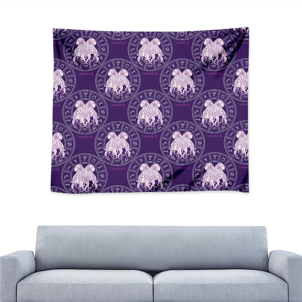 Purple Gemini Zodiac Pattern Print Tapestry