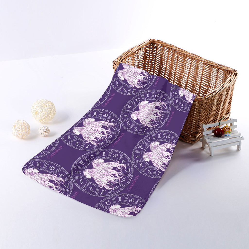 Purple Gemini Zodiac Pattern Print Towel
