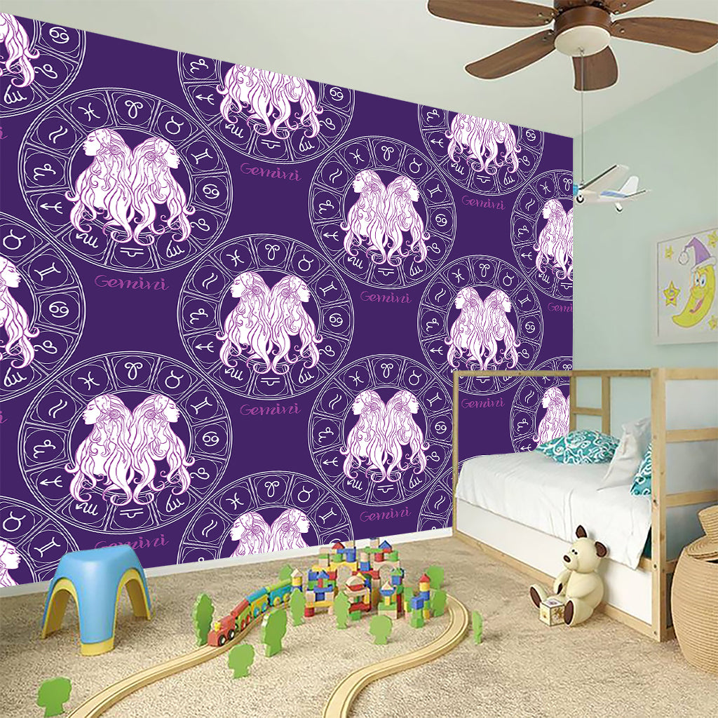 Purple Gemini Zodiac Pattern Print Wall Sticker