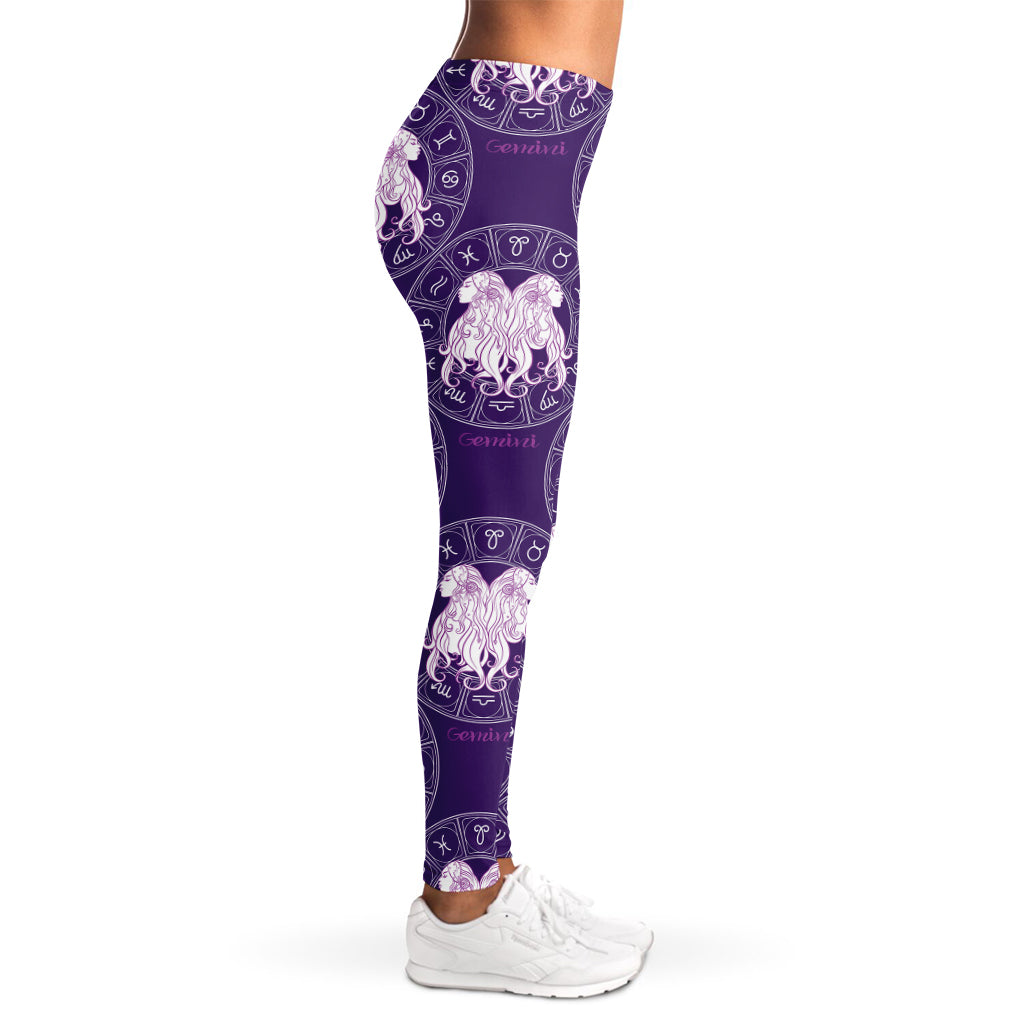 Purple Gemini Zodiac Pattern Print Women's Leggings