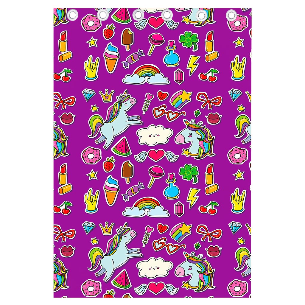 Purple Girly Unicorn Pattern Print Curtain