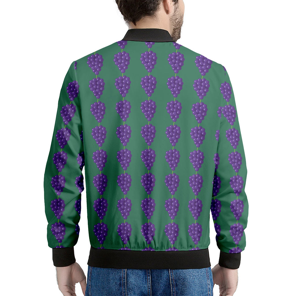 Purple Grape Pattern Print Men's Bomber Jacket