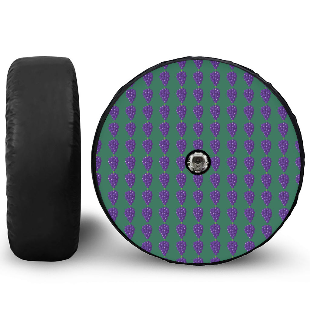 Purple Grape Pattern Print Tire Cover With Camera Hole