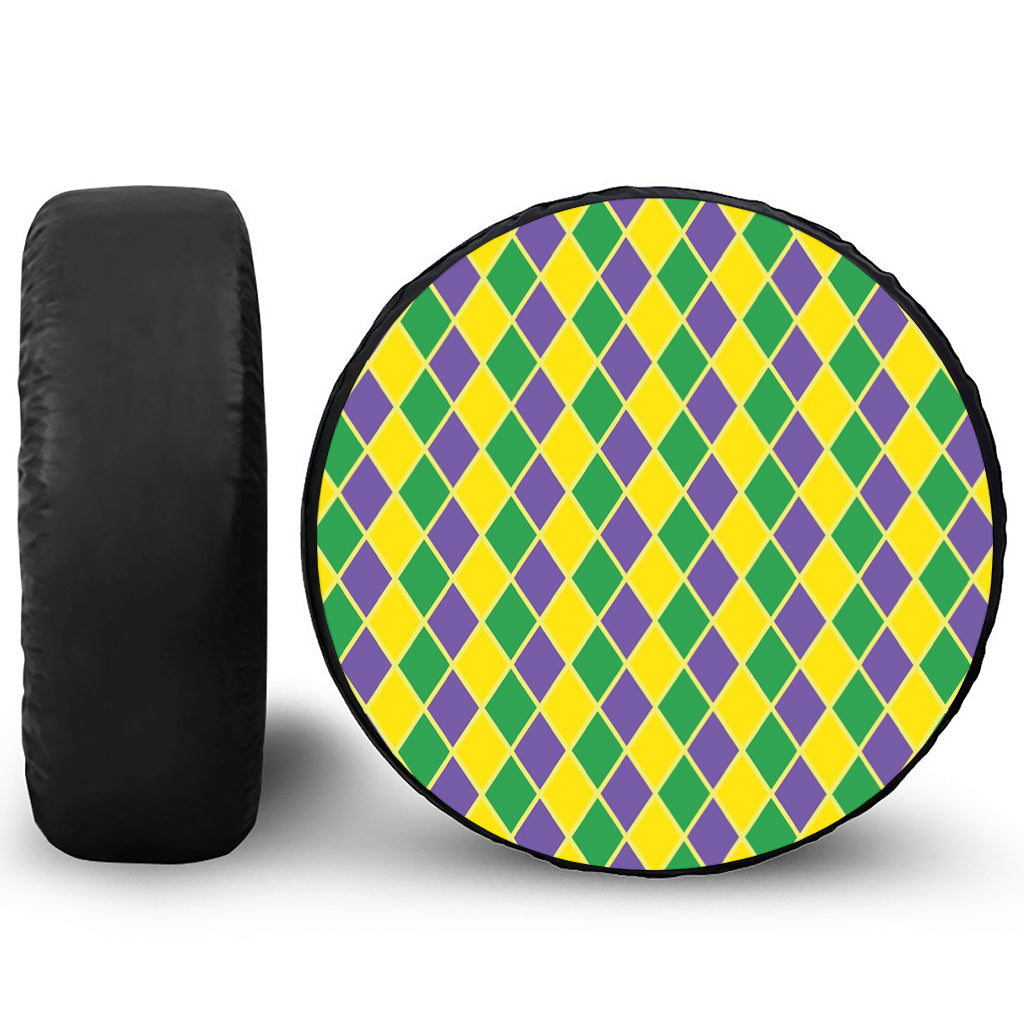 Purple Green And Yellow Mardi Gras Print Tire Cover