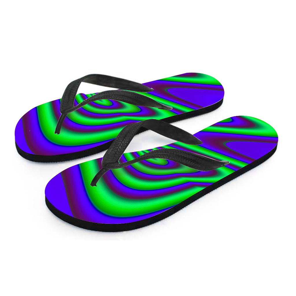 Purple Green Psychedelic Trippy Print Flip Flops