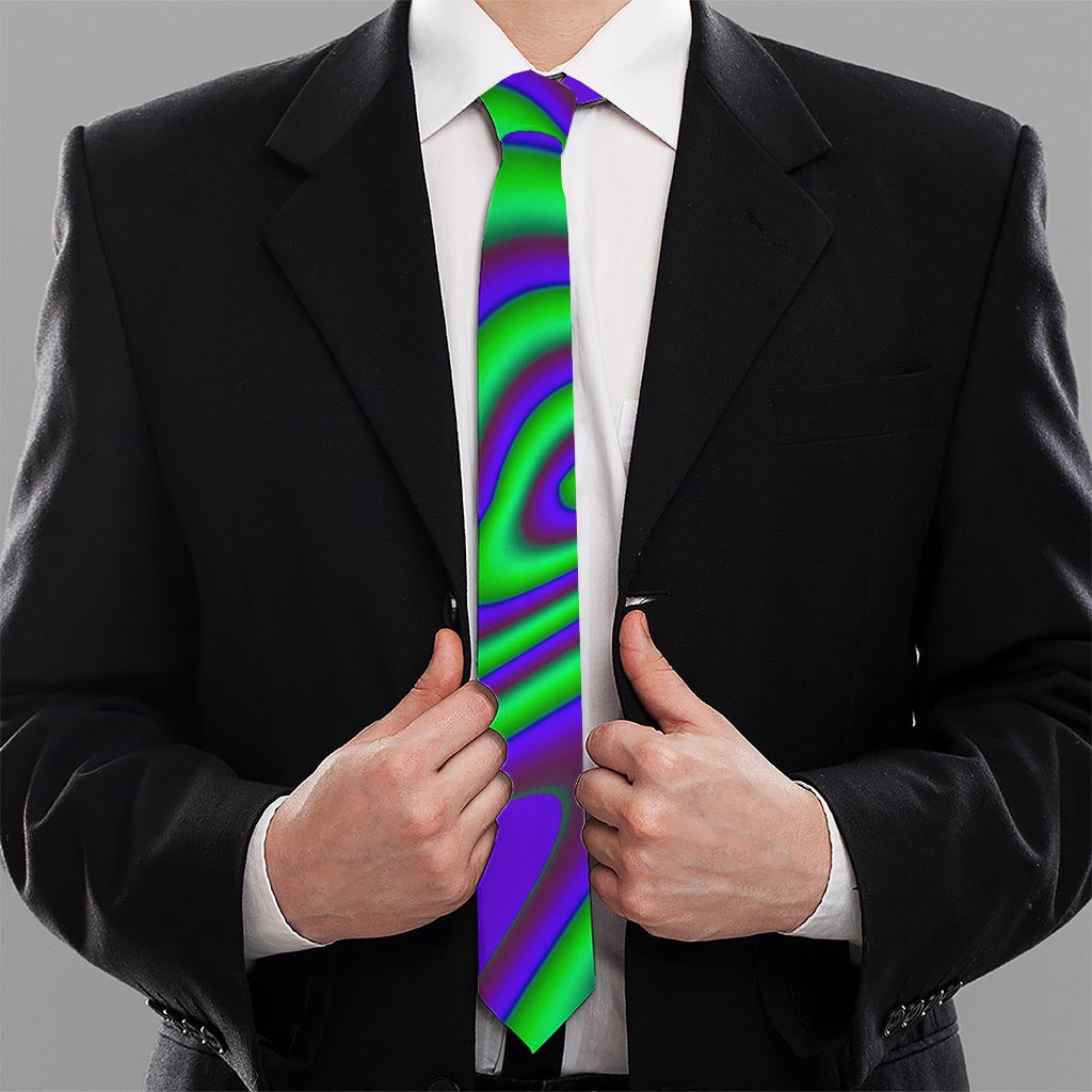 Purple Green Psychedelic Trippy Print Necktie