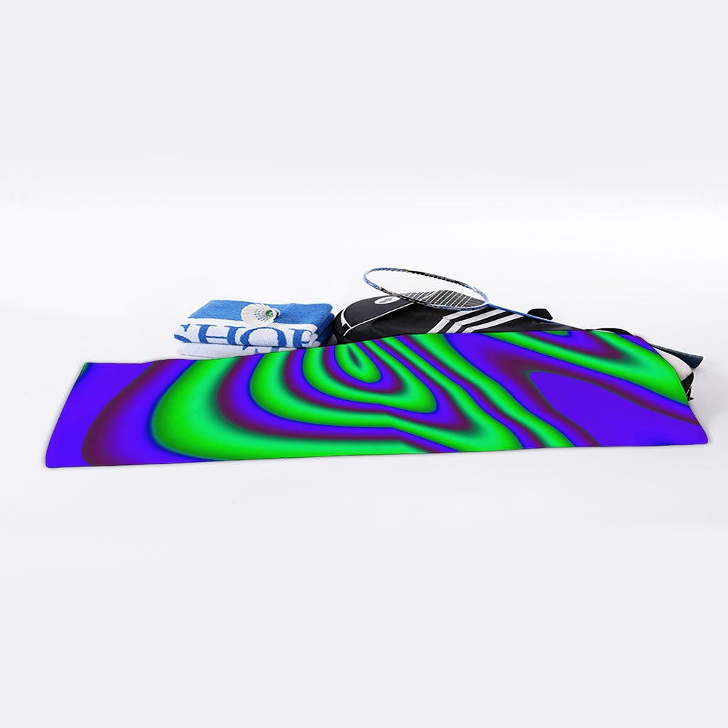 Purple Green Psychedelic Trippy Print Sports Towel