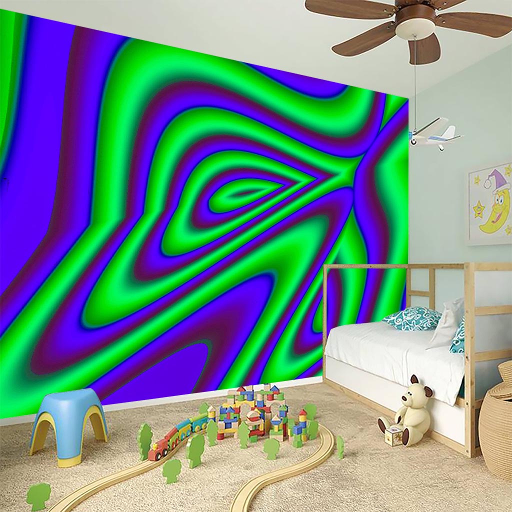 Purple Green Psychedelic Trippy Print Wall Sticker