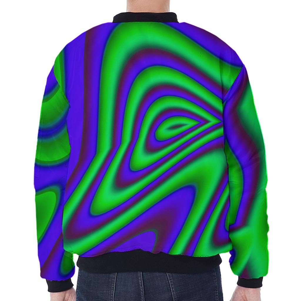 Purple Green Psychedelic Trippy Print Zip Sleeve Bomber Jacket