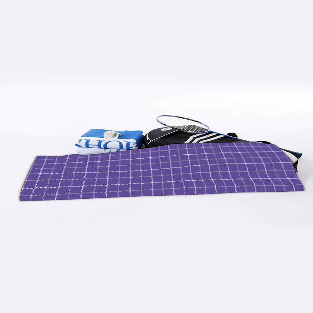 Purple Grey And White Tattersall Print Sports Towel