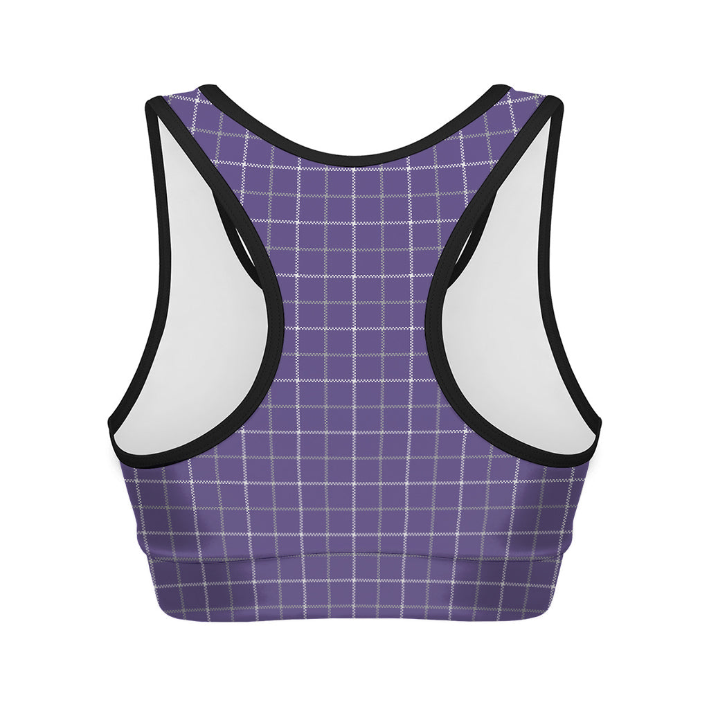 Purple Grey And White Tattersall Print Women's Sports Bra