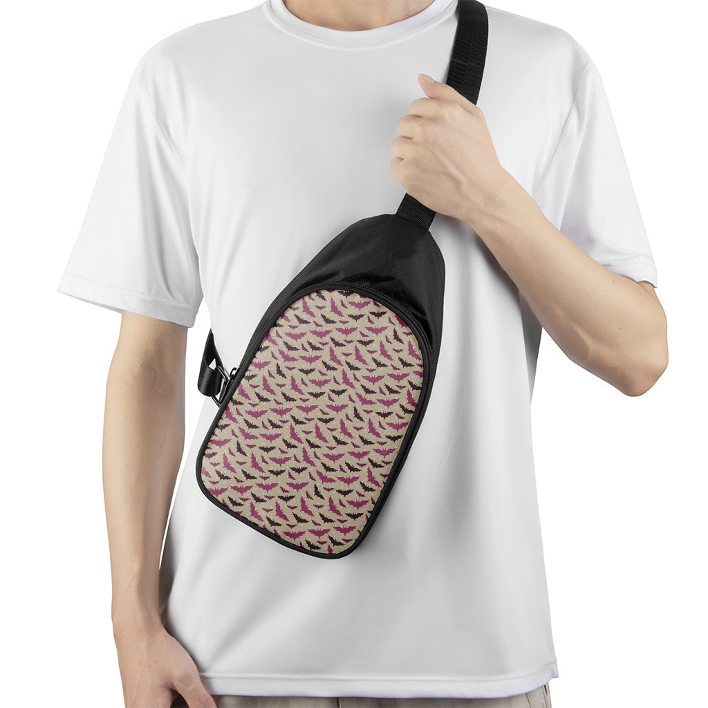 Purple Halloween Bat Pattern Print Chest Bag