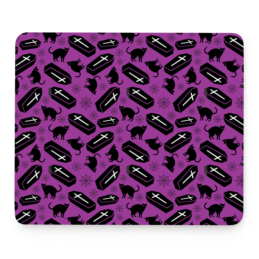 Purple Halloween Coffin Pattern Print Mouse Pad