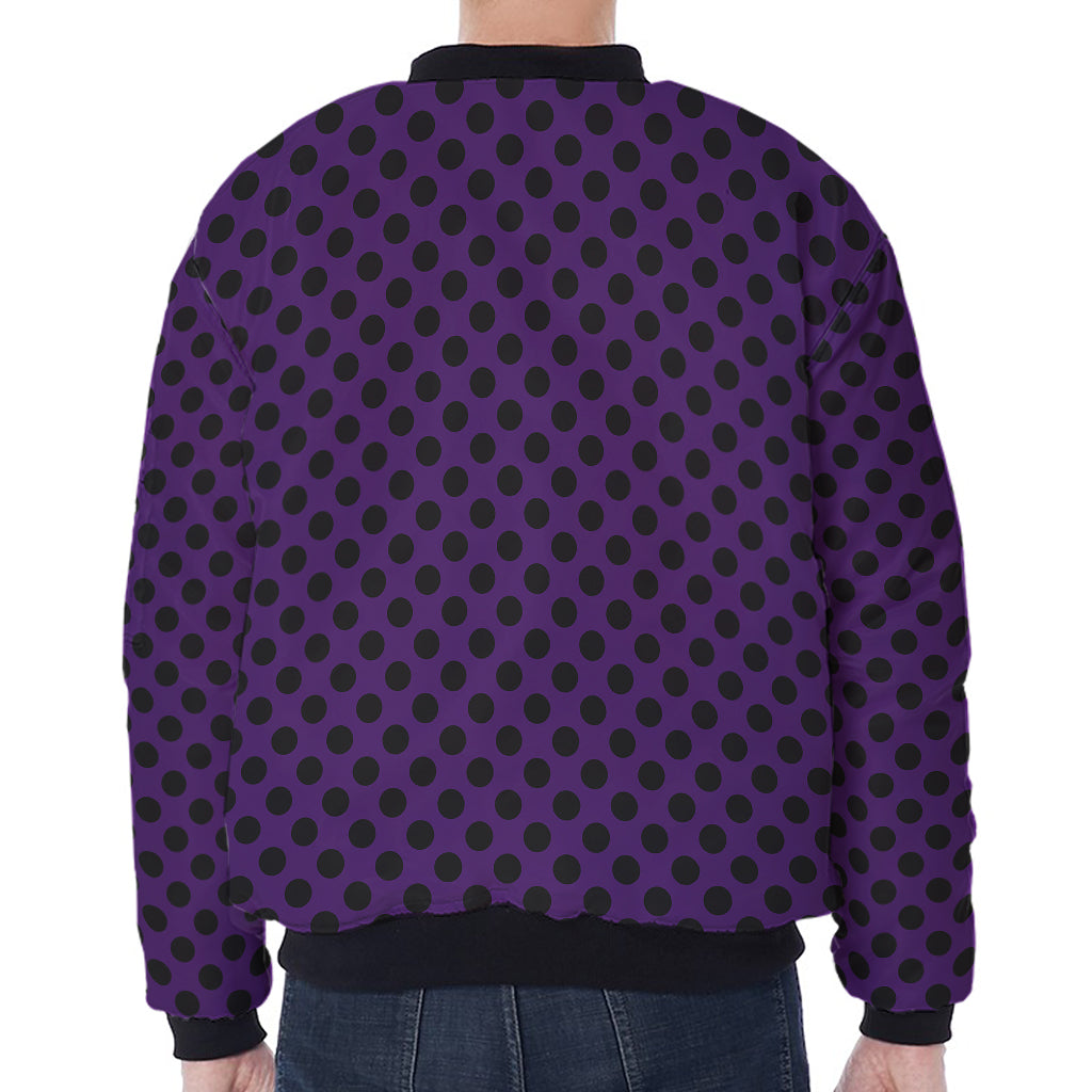 Purple Halloween Pattern Print Zip Sleeve Bomber Jacket