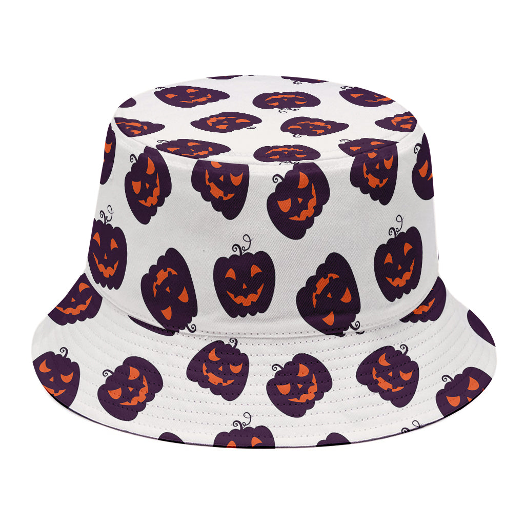 Purple Halloween Pumpkin Pattern Print Bucket Hat